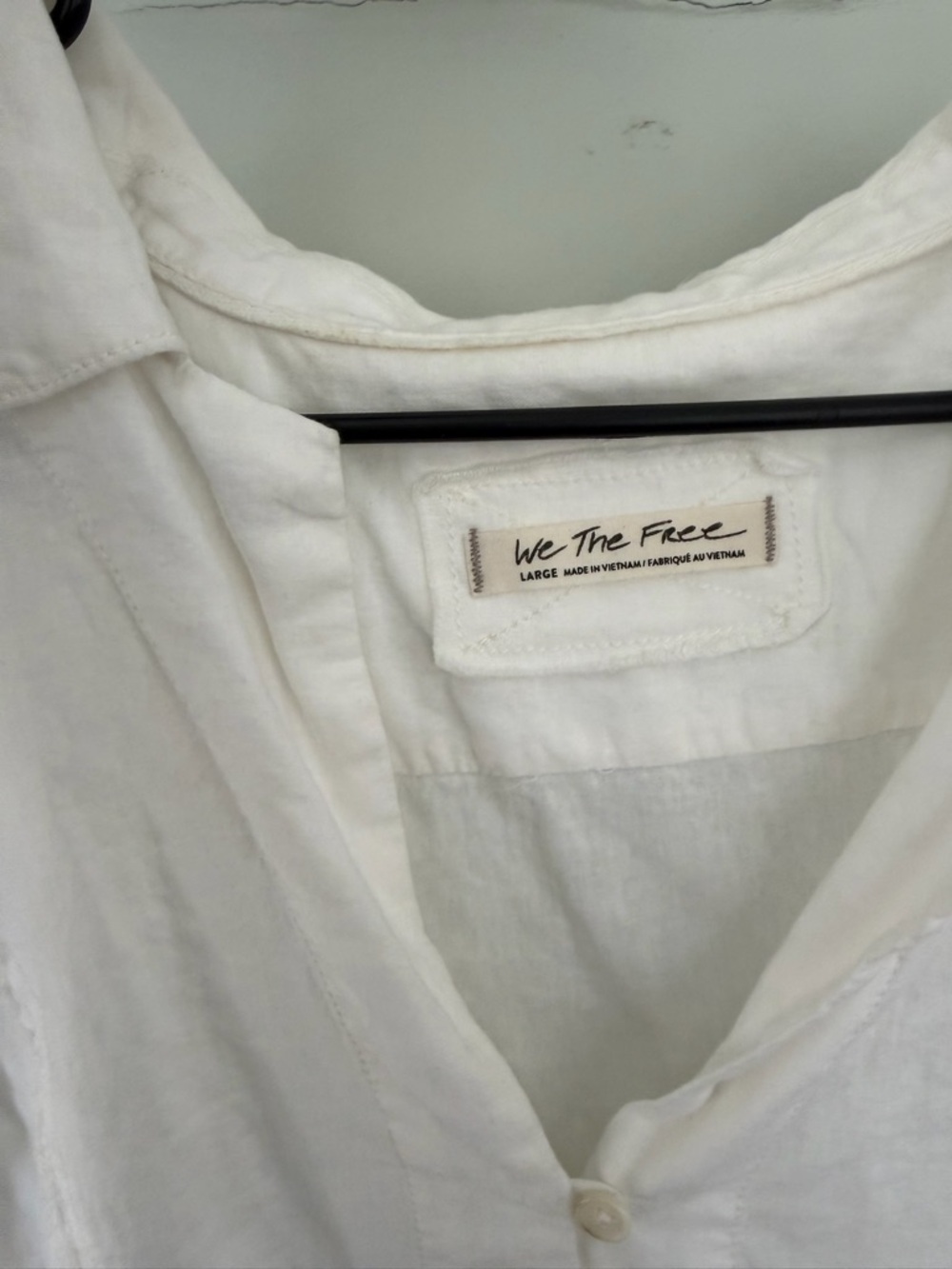 We The Free White Linen Button-Front Crop Shirt - Picture 2 of 3